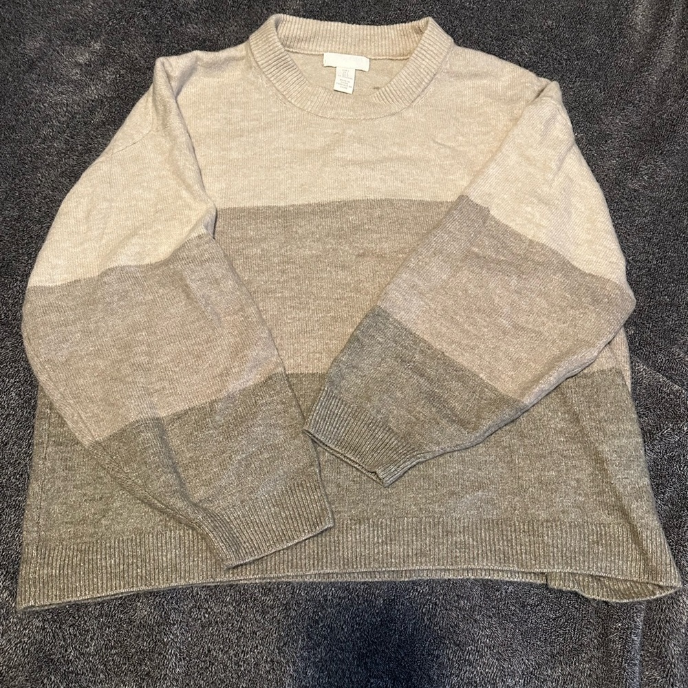 Brown color block knit sweater